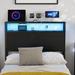 Ivy Bronx Kaiwei Storage Headboard w/ Led Lights & Charging Station - Industrial Metal & Wood Wood/Metal in Gray/Black | Wayfair