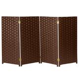 Oriental Furniture 35.5" Tall Woven Fiber Room Divider Wood in Brown | 35.5 H x 52 W x 0.75 D in | Wayfair SS3FIBER-MOC-4P