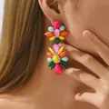 Boucles d'oreilles géométriques en cristal multicolore pour femmes boucles d'oreilles pendantes