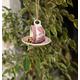 Pink and white Tea cup bird feeder, drilled & bolted, ideal for Christmas