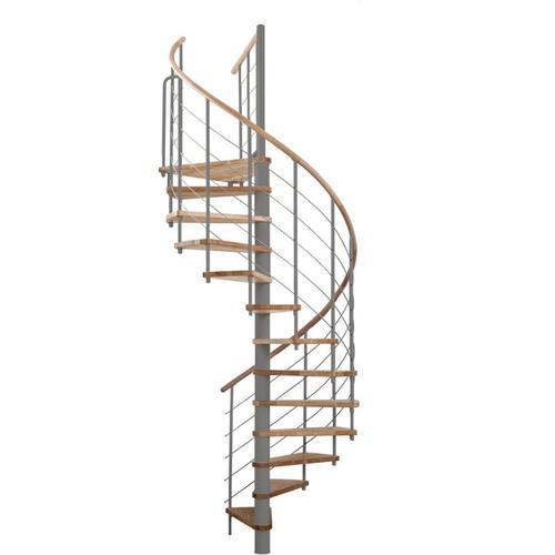 Minka Spindeltreppe Venezia grau Wendeltreppe Holztreppe, 140 cm, Weiß