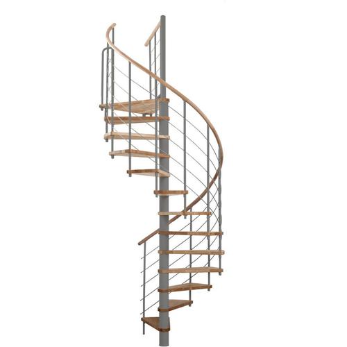 Minka Spindeltreppe Venezia grau Wendeltreppe Holztreppe, 140 cm, Weiß