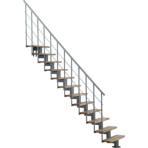 Minka Mittelholmtreppe Comfort Top grau Massiv Raumspartreppe, Walnuss