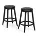 Costway 360° Swivel Upholstered Rubberwood Frame Bar Stool Set of 2 with Footrest-24 inches