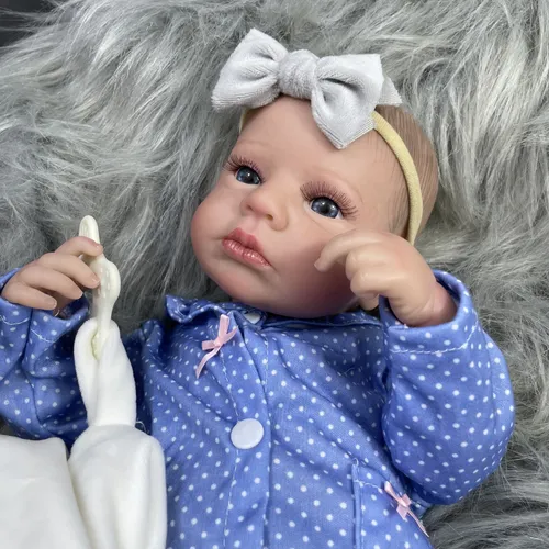 50cm fertig wieder geborene Baby puppen Loulou wach Mädchen lebensechte Silikon Vinyl Neugeborene 3d