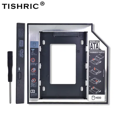 TISHRIC Universal 2nd HDD Caddy 9 5 12 7mm SATA 3 0 2 5 Festplatte Caddy Adapter DVD SSD Für Laptop