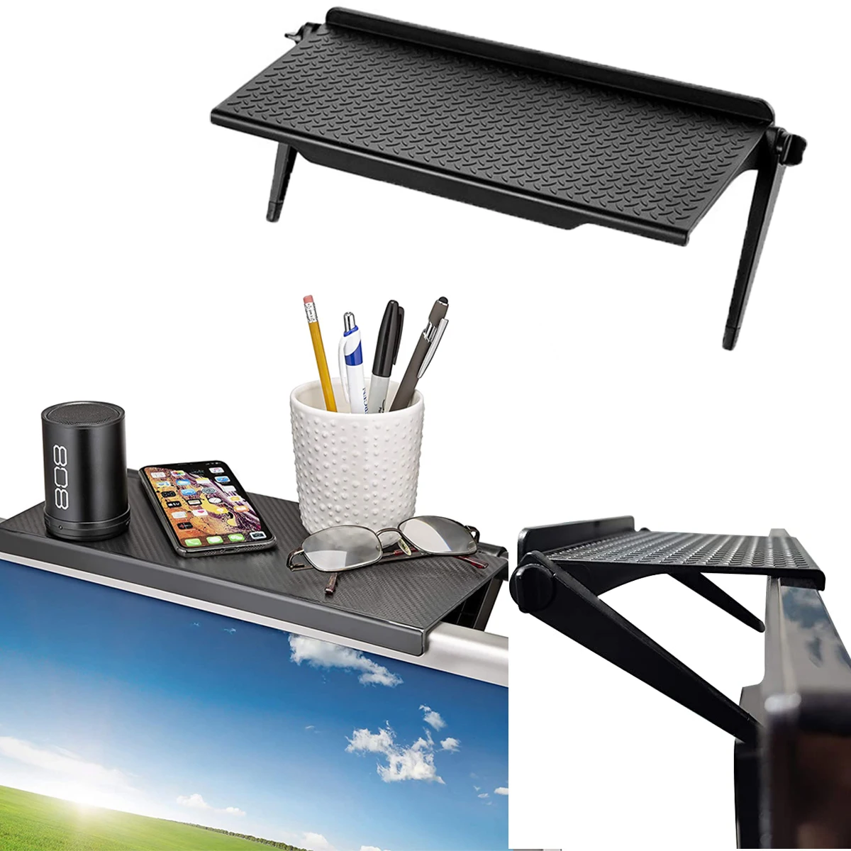 Einstellbare TV Bildschirm Top Regal Rack Halter Computer Monitor Desktop Bildschirm Top Regal TV Buddy Organizer Home Office Lagerung Rack