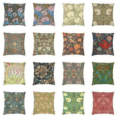 Vintage William Morris Chrysanthemen Kissen Abdeckung 35x35 cm Bohochic Floral Werfen Kissen Fall für Auto Sofa Luxus Kissenbezug Image