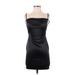 Celebrity fashion Cocktail Dress - Bodycon Square Sleeveless: Black Solid Dresses - Women's Size Small