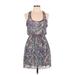 Eyeshadow Casual Dress - Mini Scoop Neck Sleeveless: Gray Dresses - Women's Size Medium