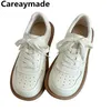 Careaymade-Echtes Leder frauen schuhe kleine weiße schuhe, frühling & sommer neue literarischen schuhe, harajuku weichen sohlen frauen schuhe