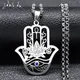 Hamsa Hand von Fatima Lotus Blume Auge von Horus Halskette Frauen Edelstahl Silber Farbe Ankh