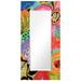 "Secret Garden Floral II" 72"x36" Rectangular Beveled Leaner Mirror on Free Floating Reverse Printed Tempered Art Glass