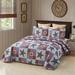 Floral Print Microfiber Quilt Coverlet Set in Full/Queen Size