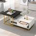 55.1 in. Marble Metal Nesting Coffee Table with Shelves Set of 2
