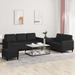 vidaXL 2/3 Piece Sofa Set with Cushions Black Faux Leather - 78.7" x 30.3" x 31.5"