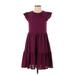 Ann Taylor Casual Dress - Mini Crew Neck Short sleeves: Burgundy Solid Dresses - Women's Size X-Small