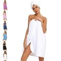 Towel Wrap for Women Bath Shower Wrap Adjustable Towel Wrap Soft Lightweight Bath Body Wrap with Hair Drying Towel (L White)