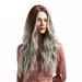 SUCS Brown Gradient Silver Grey Long Curly For Woman Artificial Hair Wigs + Free Cap