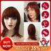 SUCS Auburn Dark Red Wig 16 Inches Medium Length Straight Layered Wigs with Fringe Bangs Synthetic Heat Resistant Wigs for Women Daily Party