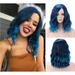 SUCS Blue Wig for Women Mix Blue Wig Short Curly Wavy Bob Wig Blue Ombre Wigs Charming Beach Wave Hair Wigs with Wig Cap