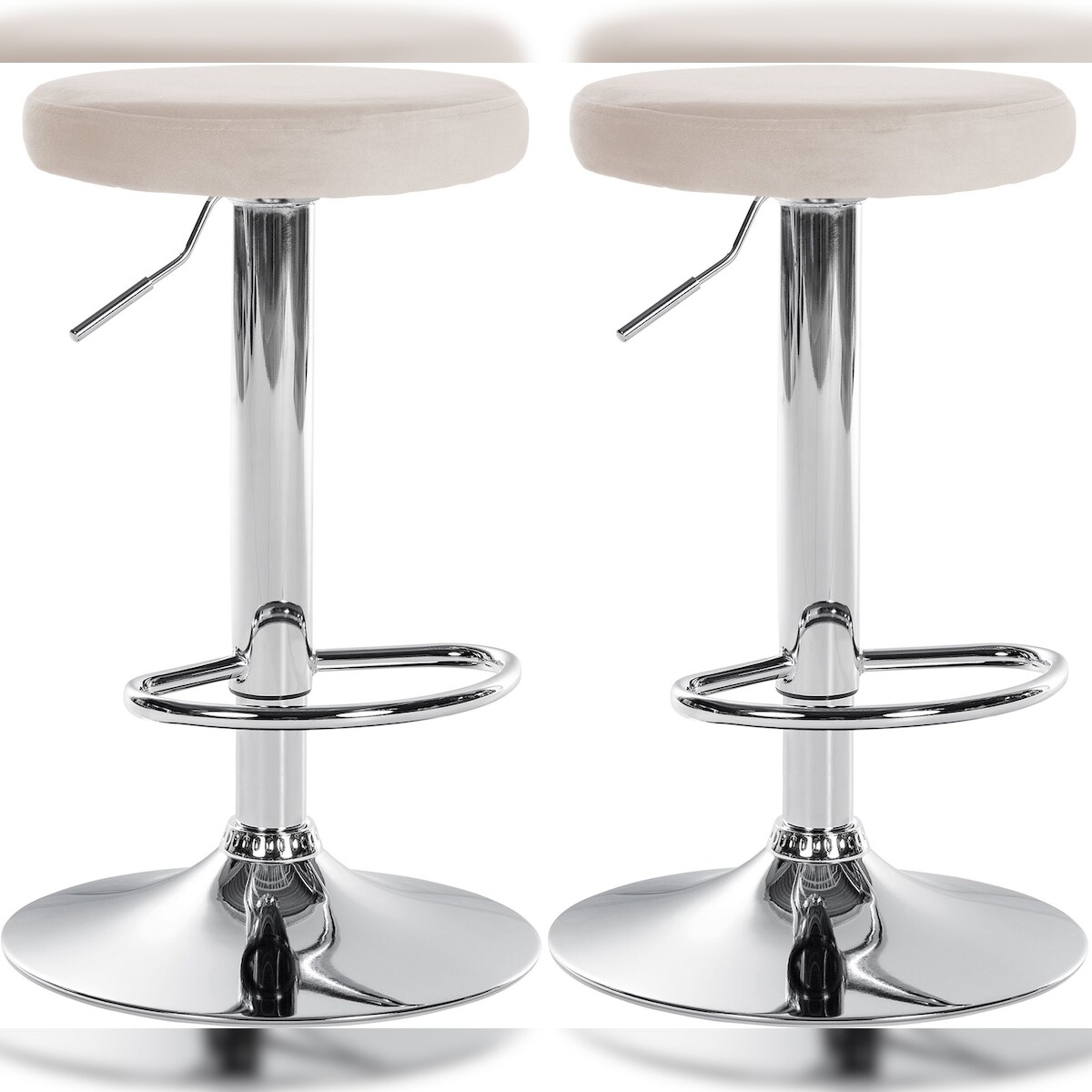 CLP 2er Set Barhocker Ponte Samt creme/Metall in Chromoptik Image