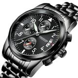 Stiwee Smartwatch for Men Men s Steel Band Watch Single Calendar Glow Waterproof Watch/Black