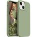 Shockproof Designed for iPhone 13 Mini Case Liquid Silicone Phone Case with [Soft Anti-Scratch Microfiber Lining] Full Body Drop Protection 5.4 inch Slim Thin Cover Tea Green