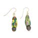 Green Looks,'Green and Yellow Recycled Glass Beaded Dangle Earrings'