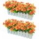 Hoopzi - 2pcs Artificial Gerbera with Wooden Fence Loggerhead Daisy Daisy Silk Flowers Decoration Artificial Flowers Potted Plants Fake Chrysanthemum