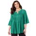 Plus Size Women's GEORGETTE PINTUCK BLOUSE by Catherines in Clover Green Dot (Size 1X)