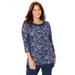 Plus Size Women's Stretch Tunic Duet by Catherines in Navy Sprig Floral (Size 2X)