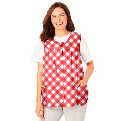 Plus Size Women's Snap-Front Apron by Only Necessities in Sweet Coral Gingham (Size 38/40)