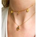 Gold Plated Symi Hamsa Hand Necklace, Gold