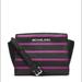 Michael Kors Bags | Michael Kors Mini Bag Striped Crossbody Black Violet Messenger Selma | Color: Black/Purple | Size: Os