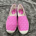 Michael Kors Shoes | Michael Kors Pink Kendrick Espadrille Slip On Logo Flats Loafer Women’s Size 6.5 | Color: Pink/White | Size: 6.5