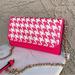 Kate Spade Bags | Kate Spade Nwot Pink Houndstooth Darcy Woven Leather Crossbody Chain Wallet Bag | Color: Pink | Size: Os