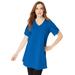 Plus Size Women's Picot-Trimmed Slub Tunic by Roaman's in Vivid Blue (Size 34/36)