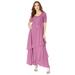 Plus Size Women's Chiffon Tiered Maxi Dress by Roaman's in Mauve Orchid (Size 16 W)