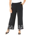 Plus Size Women's AnyWear Embroidered Ankle Pant by Catherines in Black (Size 4X)