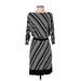 White House Black Market Cocktail Dress Boatneck 3/4 sleeves: Black Print Dresses - Women's Size Small