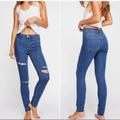 Free People Jeans | Free People Long & Lean Skinny Jeans Destroyed High Rise Denim Size 27 | Color: Blue | Size: 27