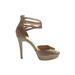 Nine West Heels: Gold Print Shoes - Women's Size 8 1/2 - Open Toe