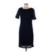 Tacera Casual Dress - Sheath Scoop Neck Short sleeves: Blue Solid Dresses - Women's Size Medium