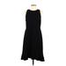 Ann Taylor Cocktail Dress - A-Line Crew Neck Sleeveless: Black Solid Dresses - Women's Size 8