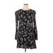 Hinge Casual Dress - A-Line Crew Neck Long sleeves: Black Floral Dresses - Women's Size X-Large