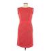 Adrianna Papell Cocktail Dress - Sheath Crew Neck Short sleeves: Red Solid Dresses - Women's Size 8