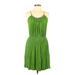 Funky People Casual Dress - Mini Scoop Neck Sleeveless: Green Print Dresses - Women's Size Large