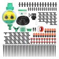 Plant Watering Drip Irrigation Kit DIY Watering System with Electronic Automatic Irrigation Timer Nozzles Misters Drippers 40 Meters Tubing for Garden Lawn Patio