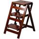 LUCEAE Step Ladder,4 Steps Sturdy Folding Wooden Ladder with Non-Slip Wide Treads,Portable Adult Home Kitchen/Living Room/Kitchen/Balcony/Patio/Indoor/Outdoor/Space Saving,Safe and Environmental Prote